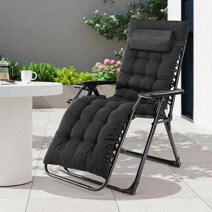 JHK Zero Gravity Recliner Folding Lounge Chair With Cup Holders