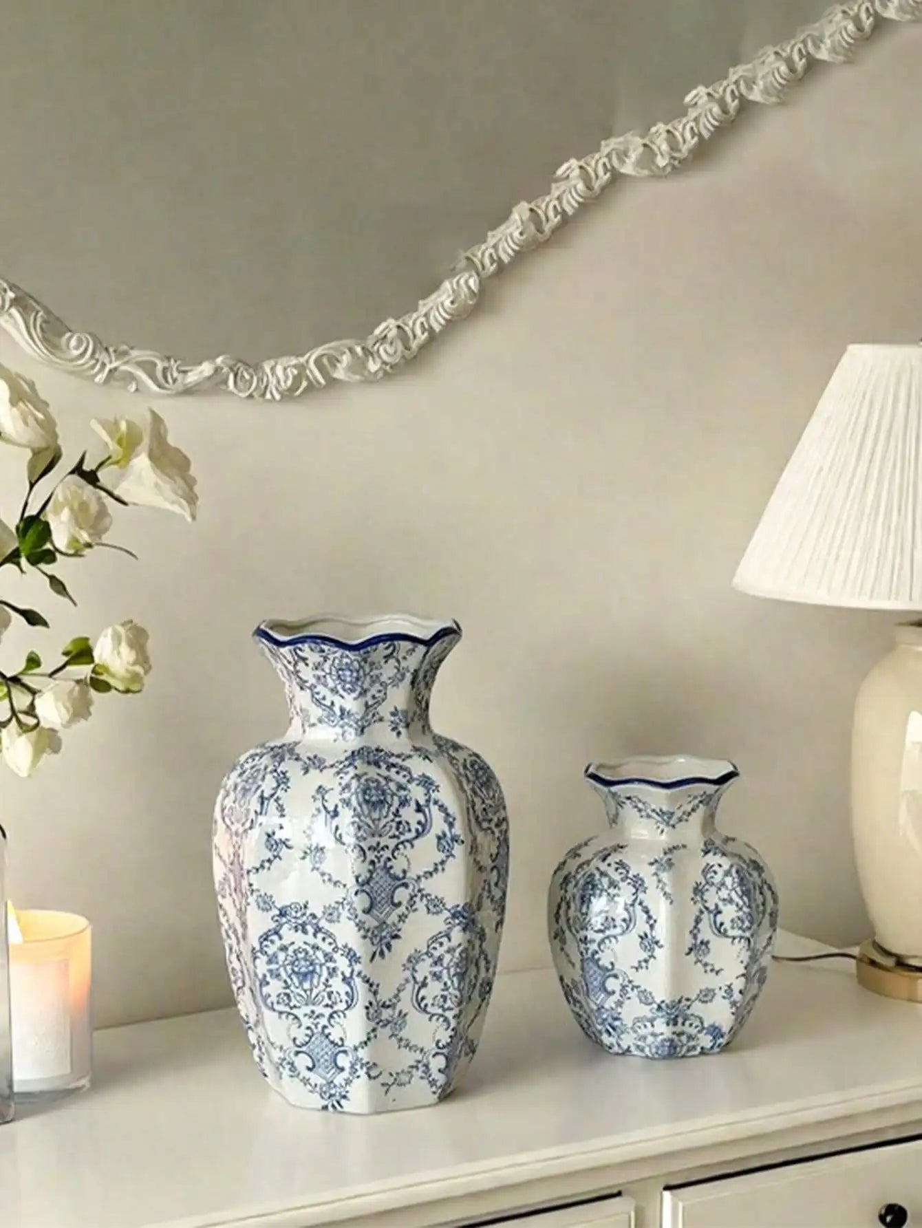 Porcelain Vase Chinese Retro Floral Decor Living Room Office