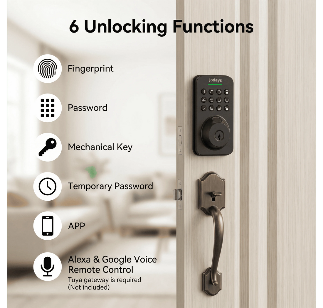 Jodays Smart Deadbolt Lock With Fingerprint, Keypad, App Control