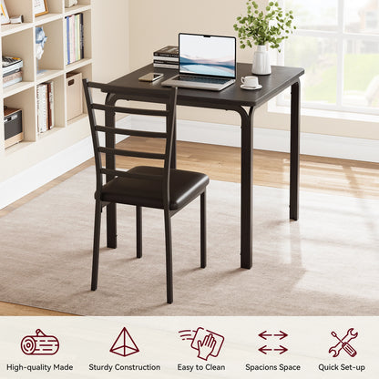 HiMiss Modern Three Piece Metal Dining Table Set For Compact Spaces