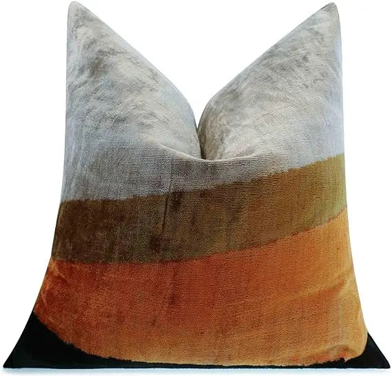 Eco Friendly Velvet Striped Throw Pillow Cushion Made In USA