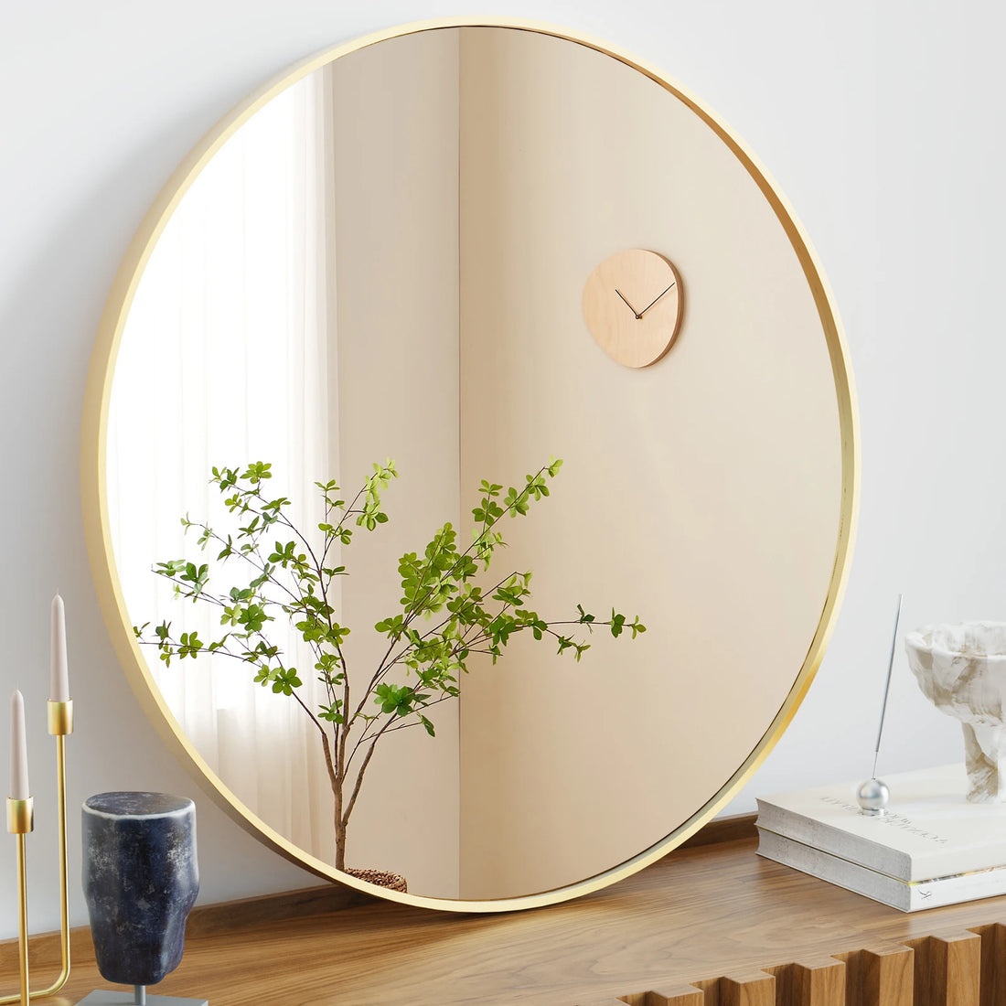 JHK Framed Vanity Mirror In Matte Metal Finish Wall
