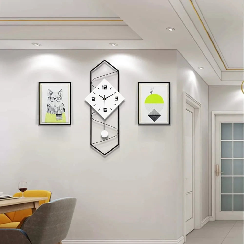 Quartz Silent Wall Clock With Metal Modern Design Home Decor