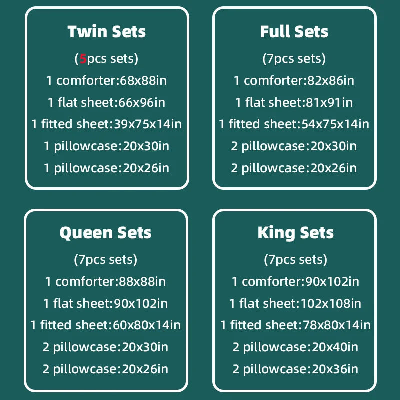 EasYum 7 Piece Polyester Bedding Set Includes Comforter And Sheets
