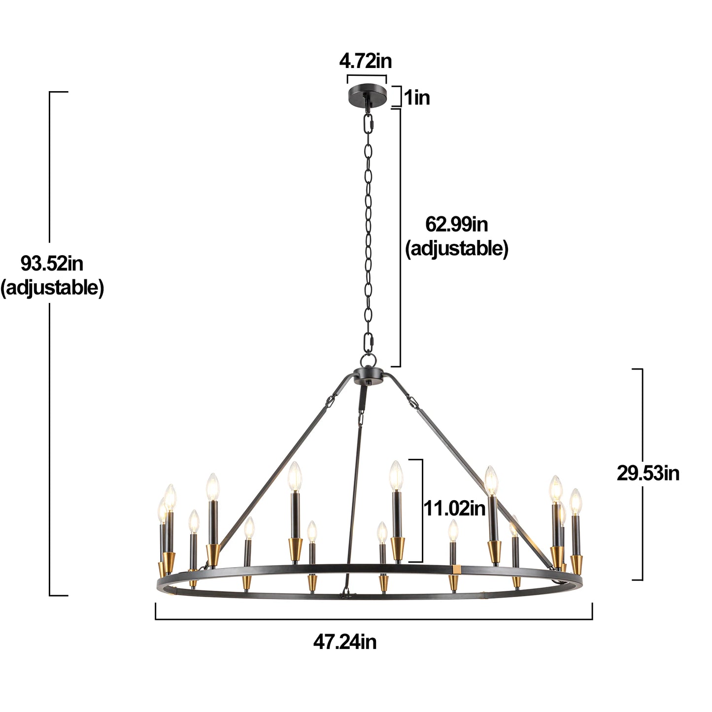 15 Light Wagon Wheel Chandelier For Dining Room And Hall