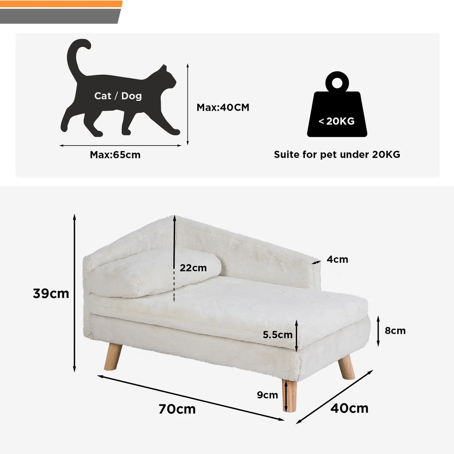 Elevated Pet Bed With Solid Wood Legs For Indoor Pets