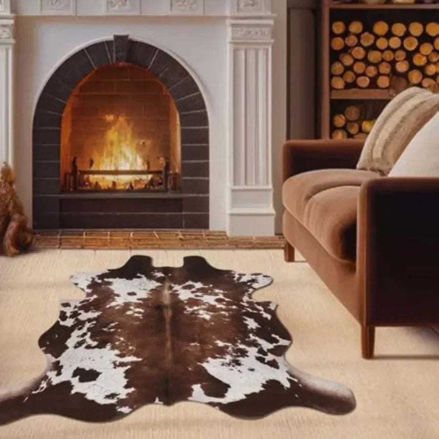 Faux Cowhide Cow Print Rug With Anti Slip Rubber Backing