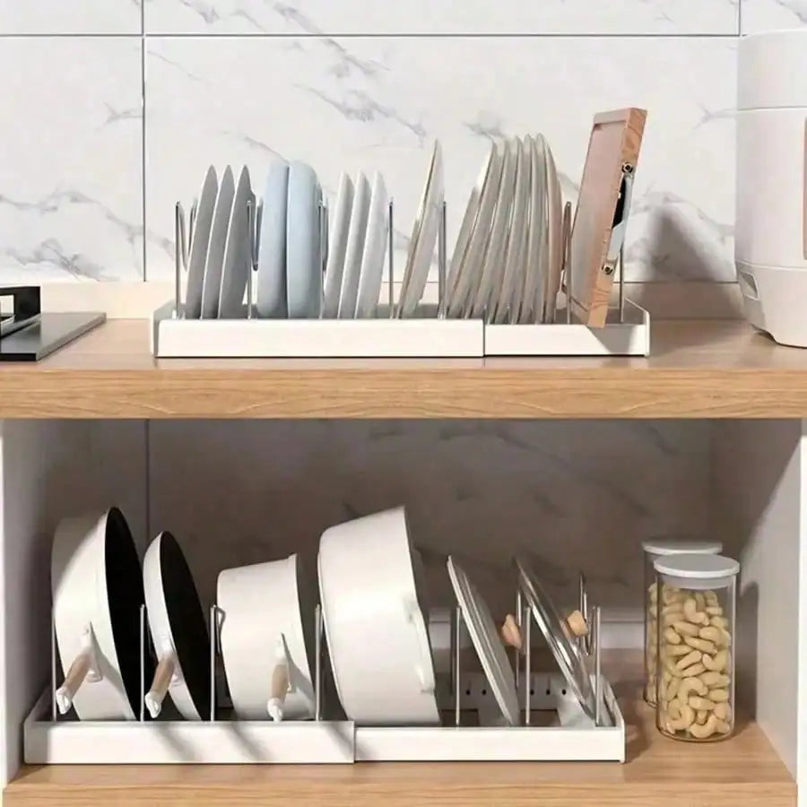 Premium Stainless Steel Pull Out Pot Lid Organizer Rack