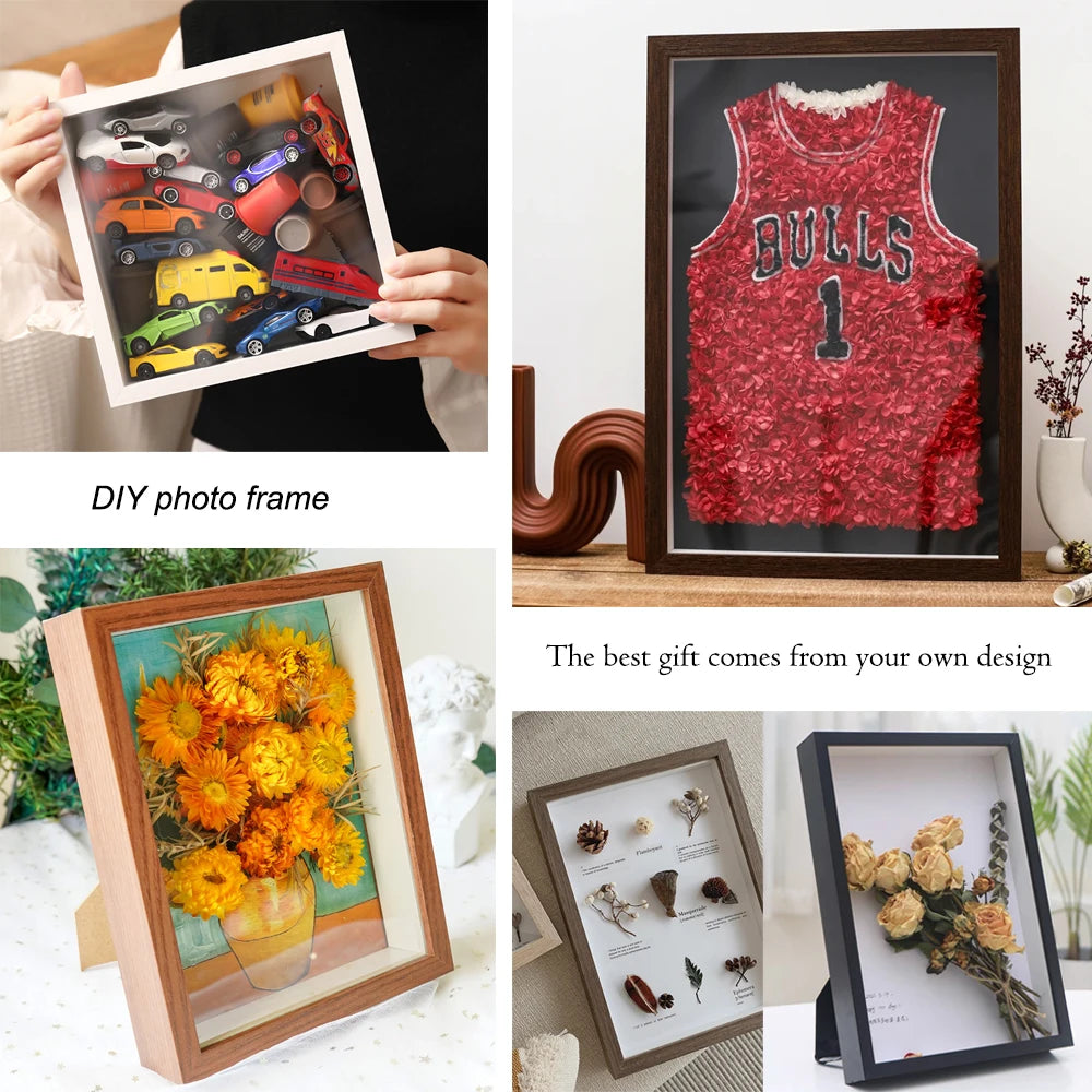 Wooden Shadow Box Frame For Displaying Three Dimensional Photos