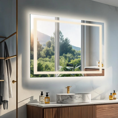 Led Bathroom Mirror With Bluetooth Speaker Anti Fog Dimmable Backlit Lights