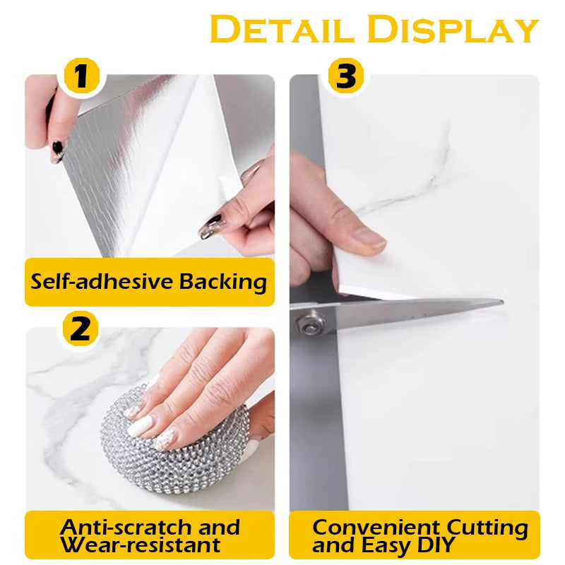 Marble PVC Self-Adhesive Floor Tiles Waterproof Peel Stick Removable