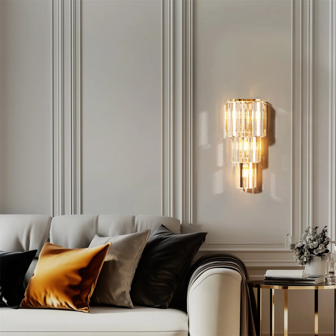 LUVODI Modern Crystal Wall Lamp 3 Layer Sconce Light