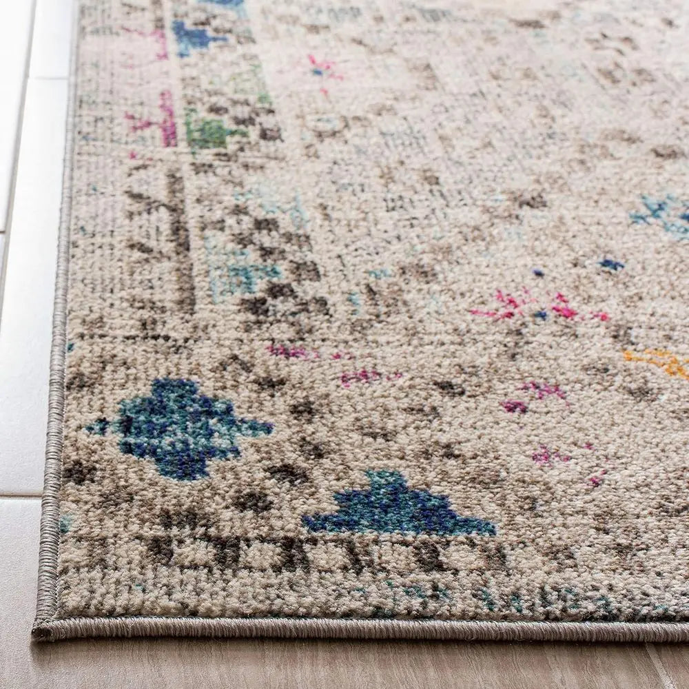 Boho Diamond Distressed Area Rug Non-Shedding Easy Care High Traffic
