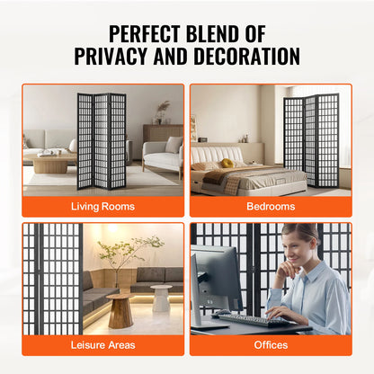 SucceBuy Wood Folding Privacy Screen 3 Panel Room Divider
