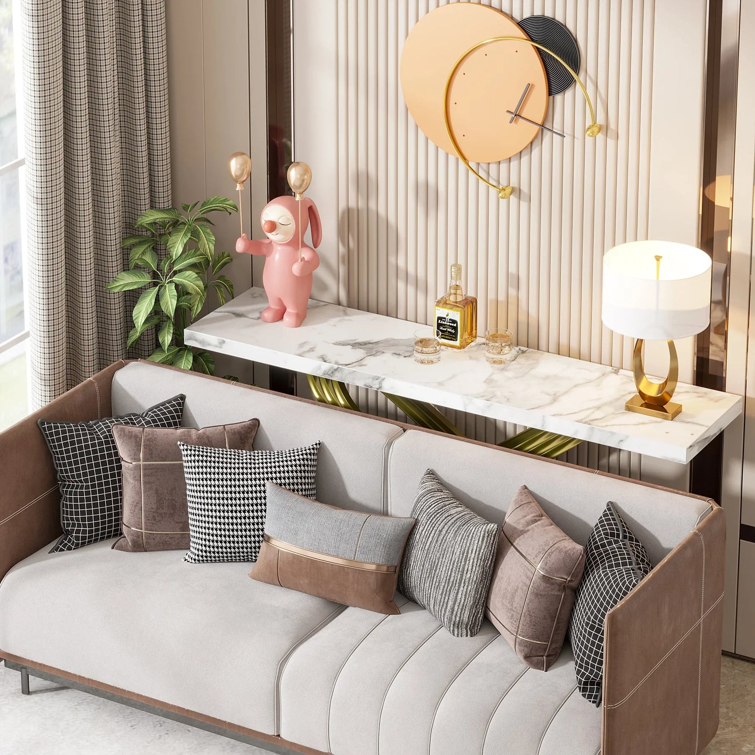 Tribesigns Modern Console Table Faux Marble Finish Entryway Sofa Table