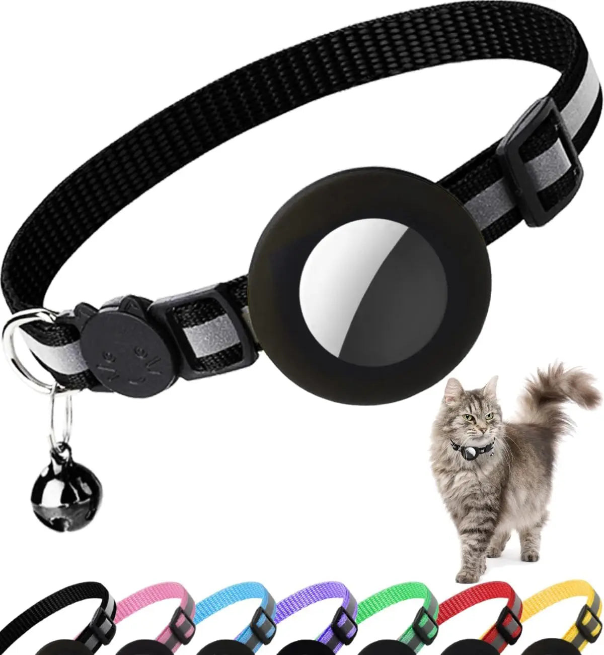 AirTag Cat Collar Breakaway Reflective Kitten Collar With AirTag Holder
