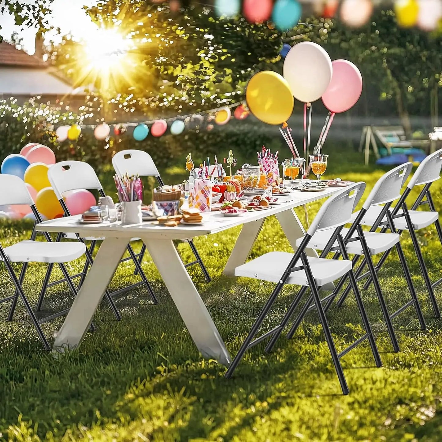 Plastic Folding Chairs With Steel Frame For Indoor Outdoor Use