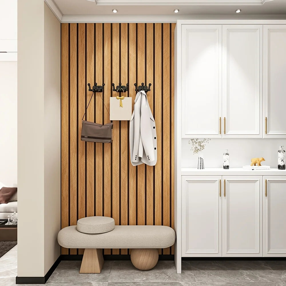 TRINTION Peel and Stick PVC Slat Wall Panel Wood Grain