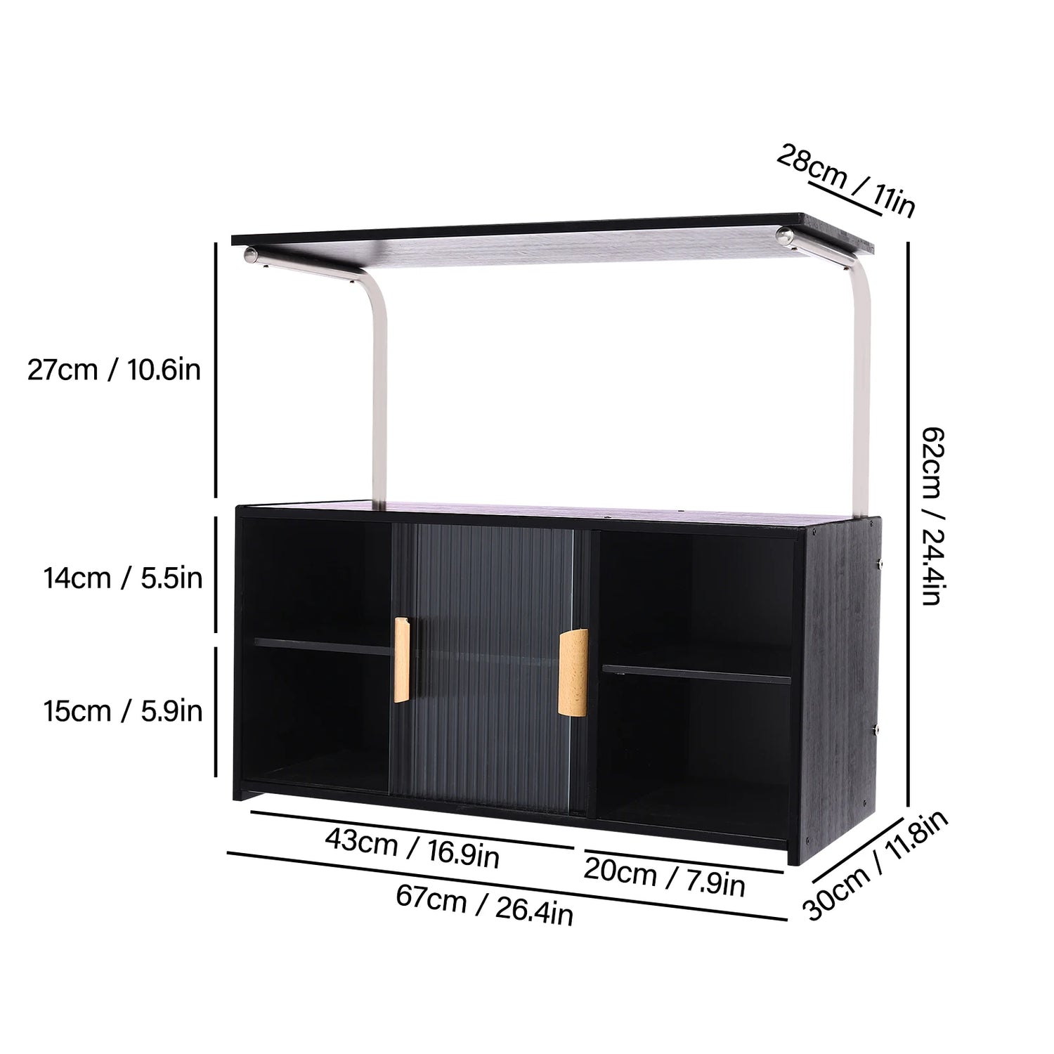 Two-Tier Storage Cabinet With Adjustable Shelves And Clear Door