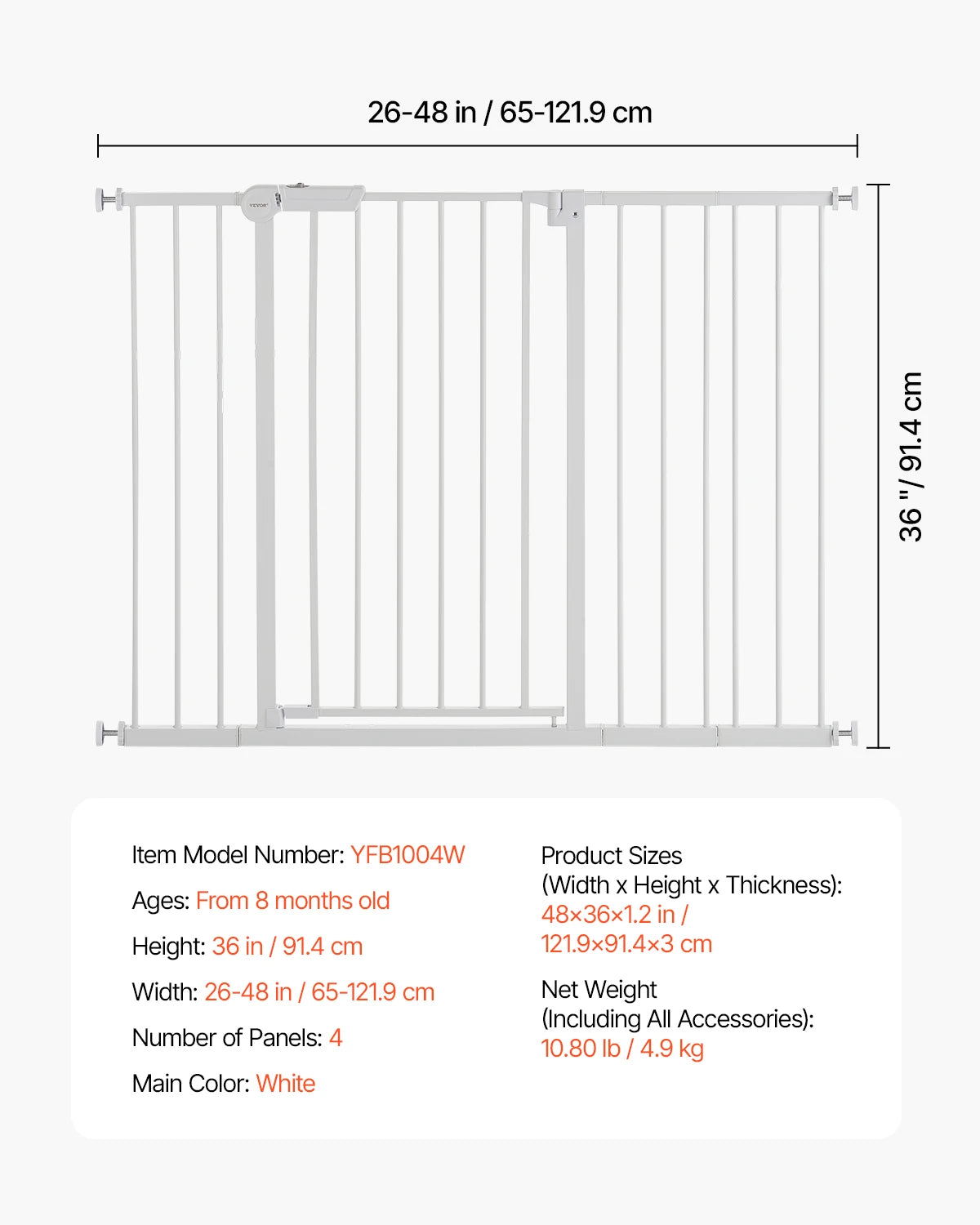SucceBuy Walk Through Baby And Dog Gate For Home Safety