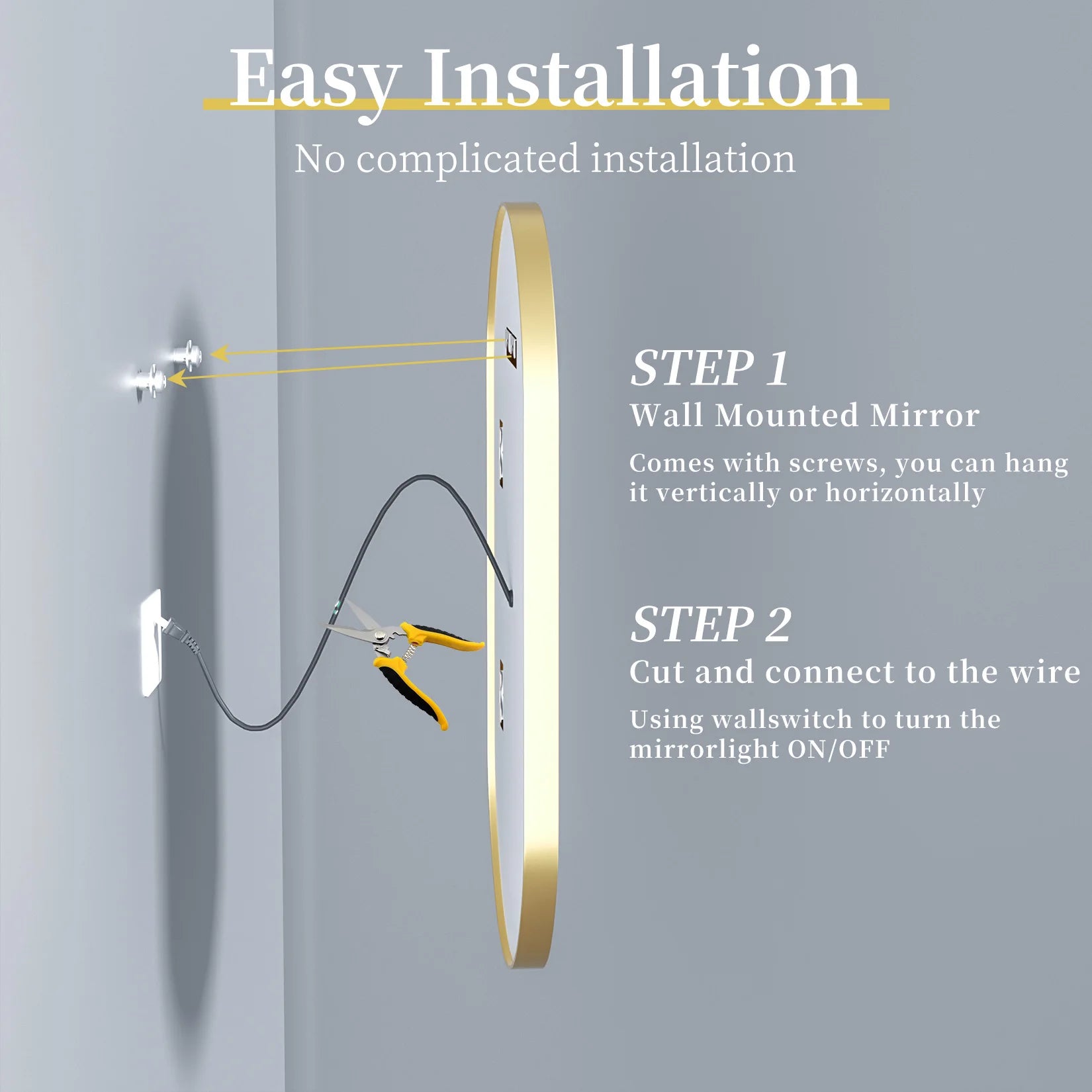Wisfor LED Oval Vanity Mirror With Stepless Dimmable Light