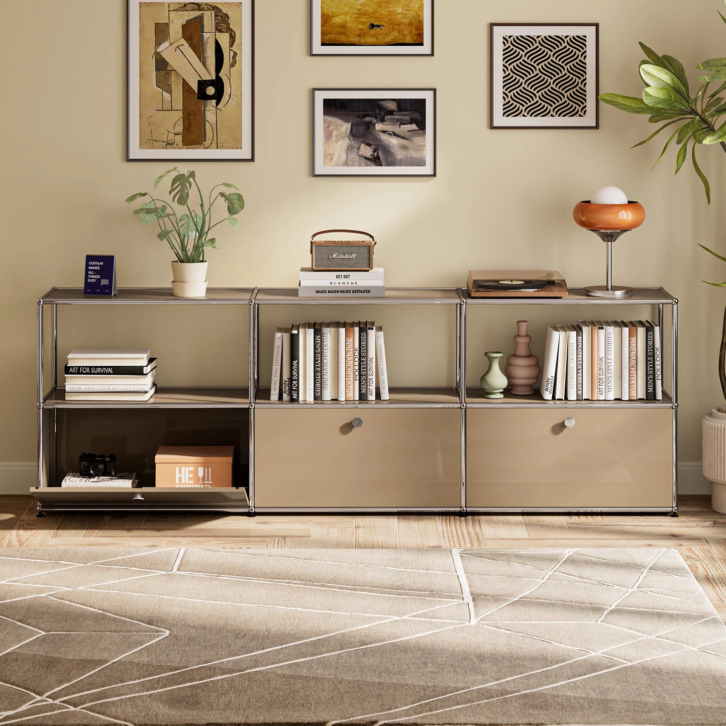 Modern TV Stand Storage Cabinet Stainless Steel Organizer