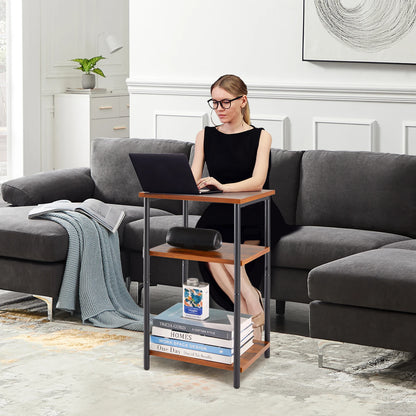 JHK Two Tier End Table With Adjustable Feet Space Saving