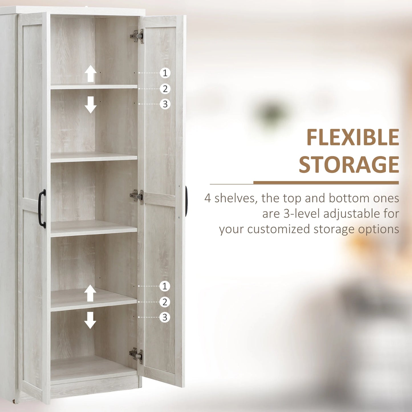 HOMCOM Rustic Freestanding Kitchen Storage Cabinet With Shelves