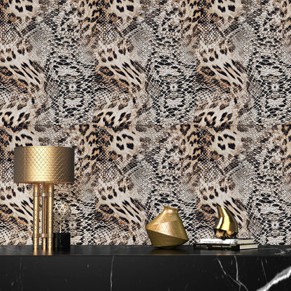 Retro Leopard Print Vinyl Peel and Stick Wallpaper Decor