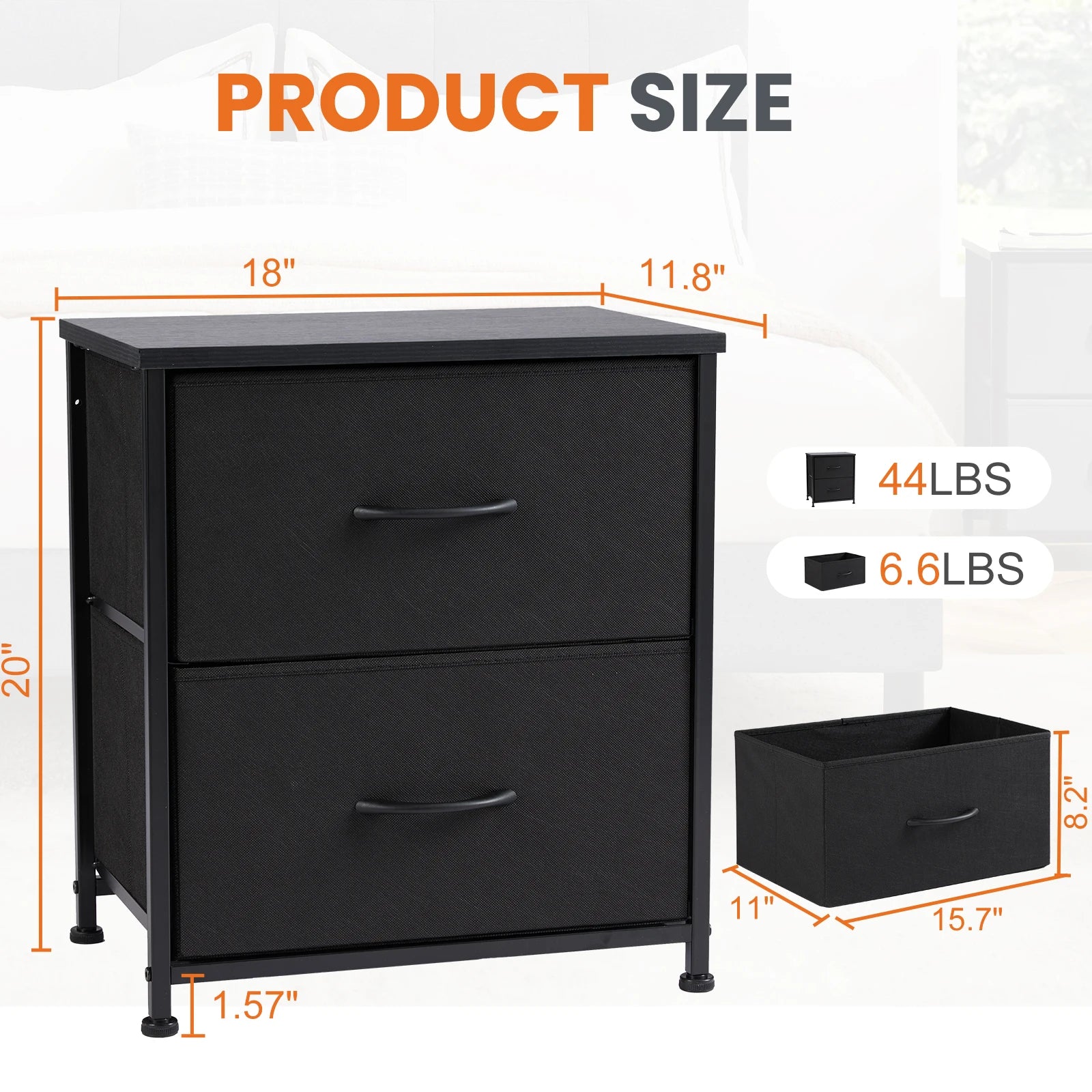 JHK Nightstand Bedside Table With Storage Drawers And Cabinet