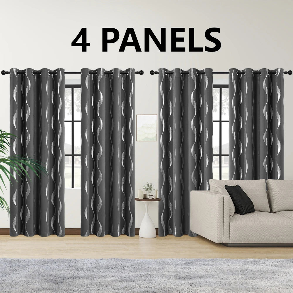 NONECN Blackout Curtains Thermal Insulated Room Darkening For Bedroom