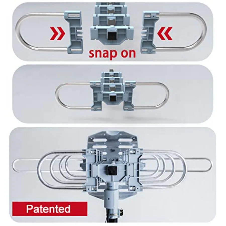 Outdoor Digital Amplified HDTV Antenna With Motorized 360 Degree Rotation