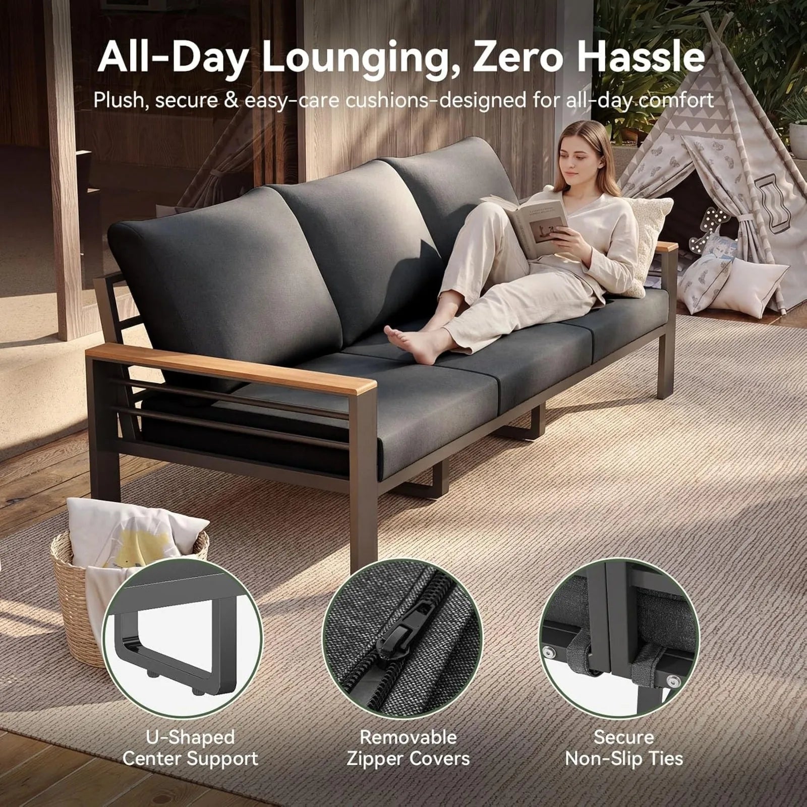 Outdoor Patio Conversation Furniture Set With Coffee Table