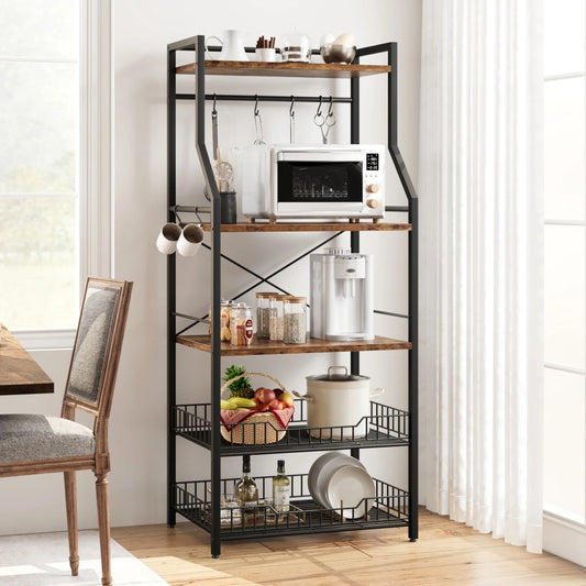 HiMISS Kitchen Bakers Rack With Microwave Oven Stand