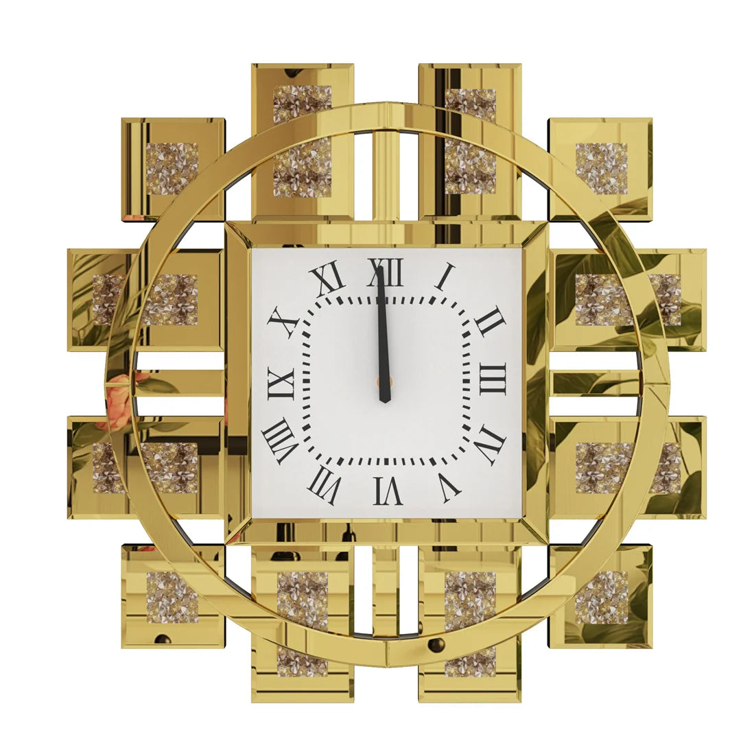 Decorative Wall Clock With Crystal Crushed Diamond Inlay Battery Operated