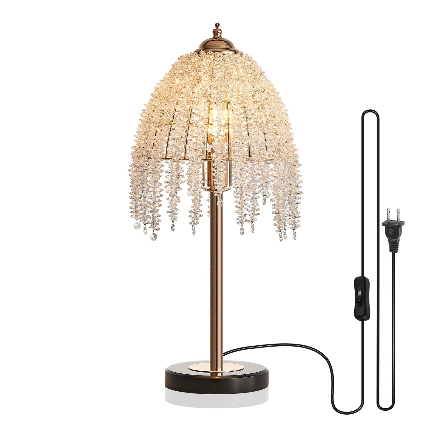 Elegant Crystal Table Lamp With Bead String Shade Elegance