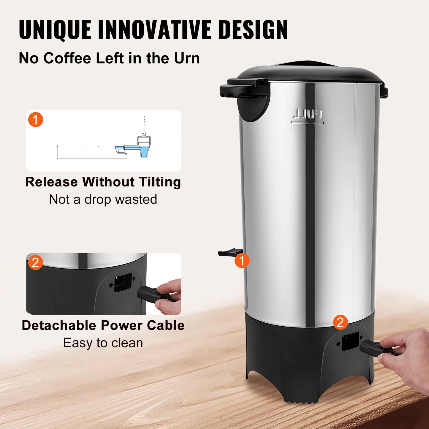 SucceBuy 1000W Commercial Coffee Urn Stainless Steel