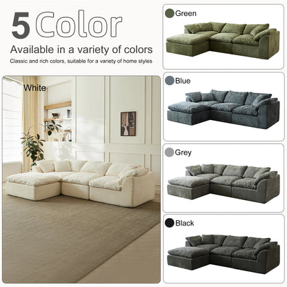 Yeflixvrau Modern Cloud L-Shaped Sofa With Ottoman