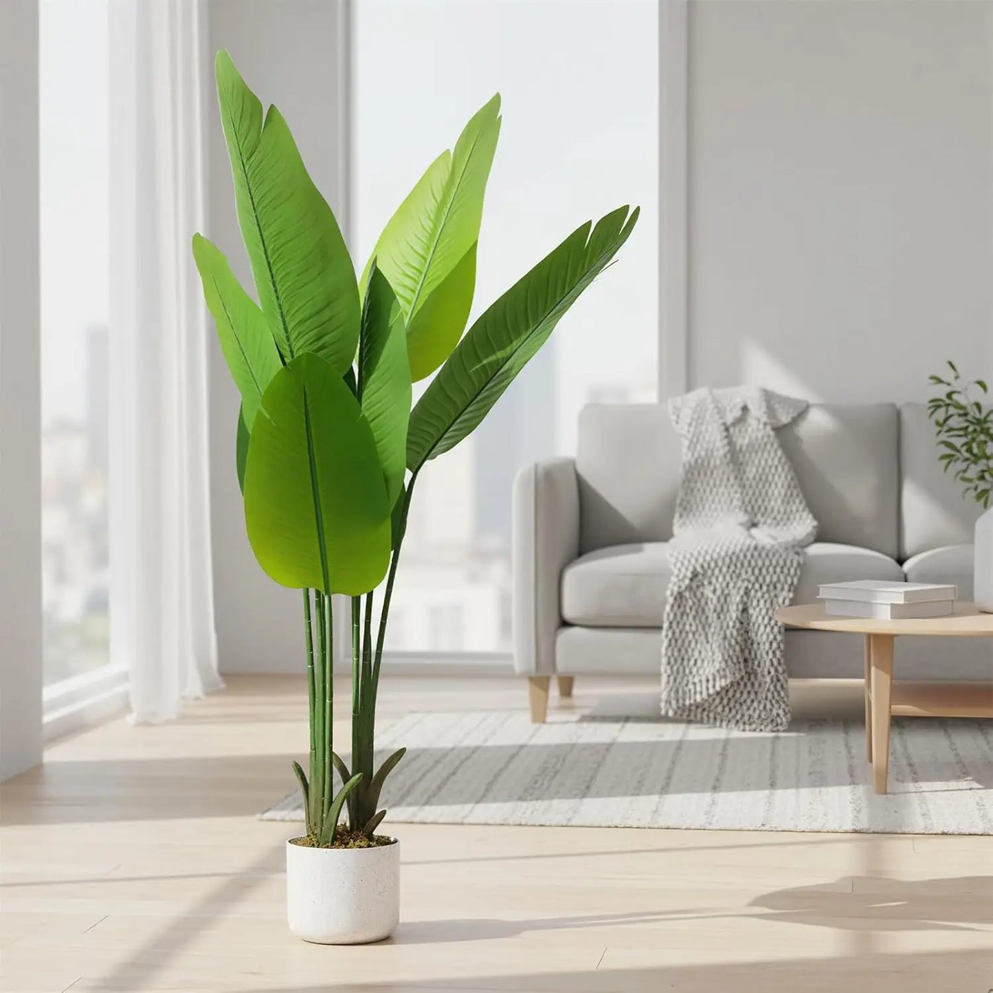 HiMISS CN Artificial Banana Tree In Pot Indoor Floor Plant Decor
