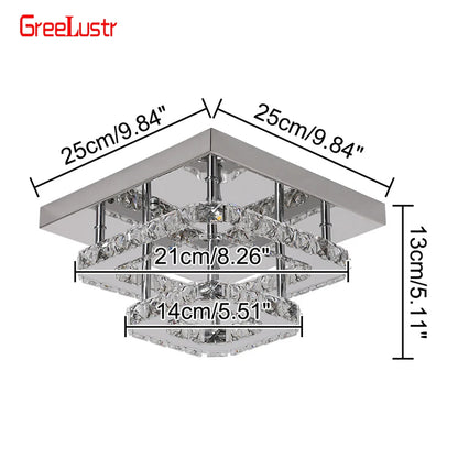 GreeLustr Crystal Led Rings Chandeliers Mirror Stainless Steel Ceiling Fixtures