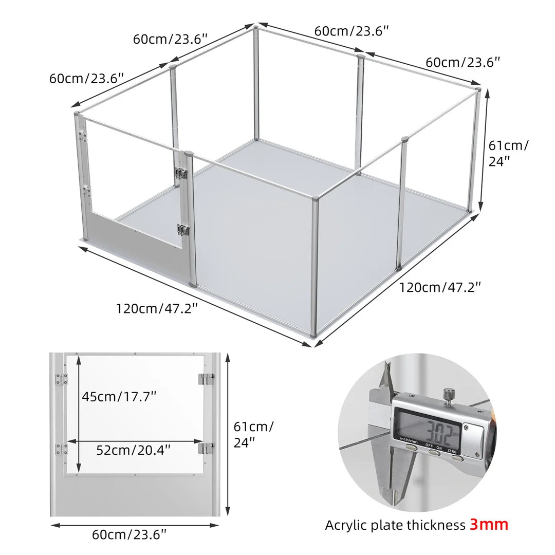 BINGOPAW Clear Acrylic Pet Playpen With Waterproof Floor Pad