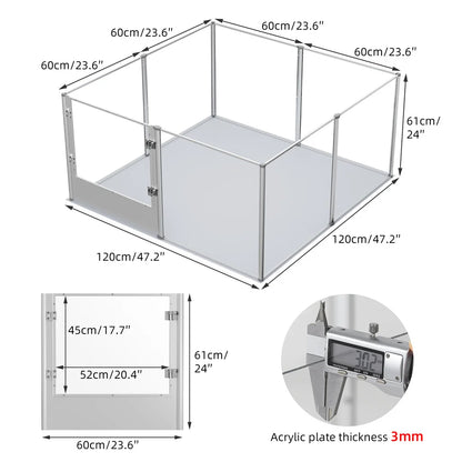 BINGOPAW Clear Acrylic Pet Playpen With Waterproof Floor Pad