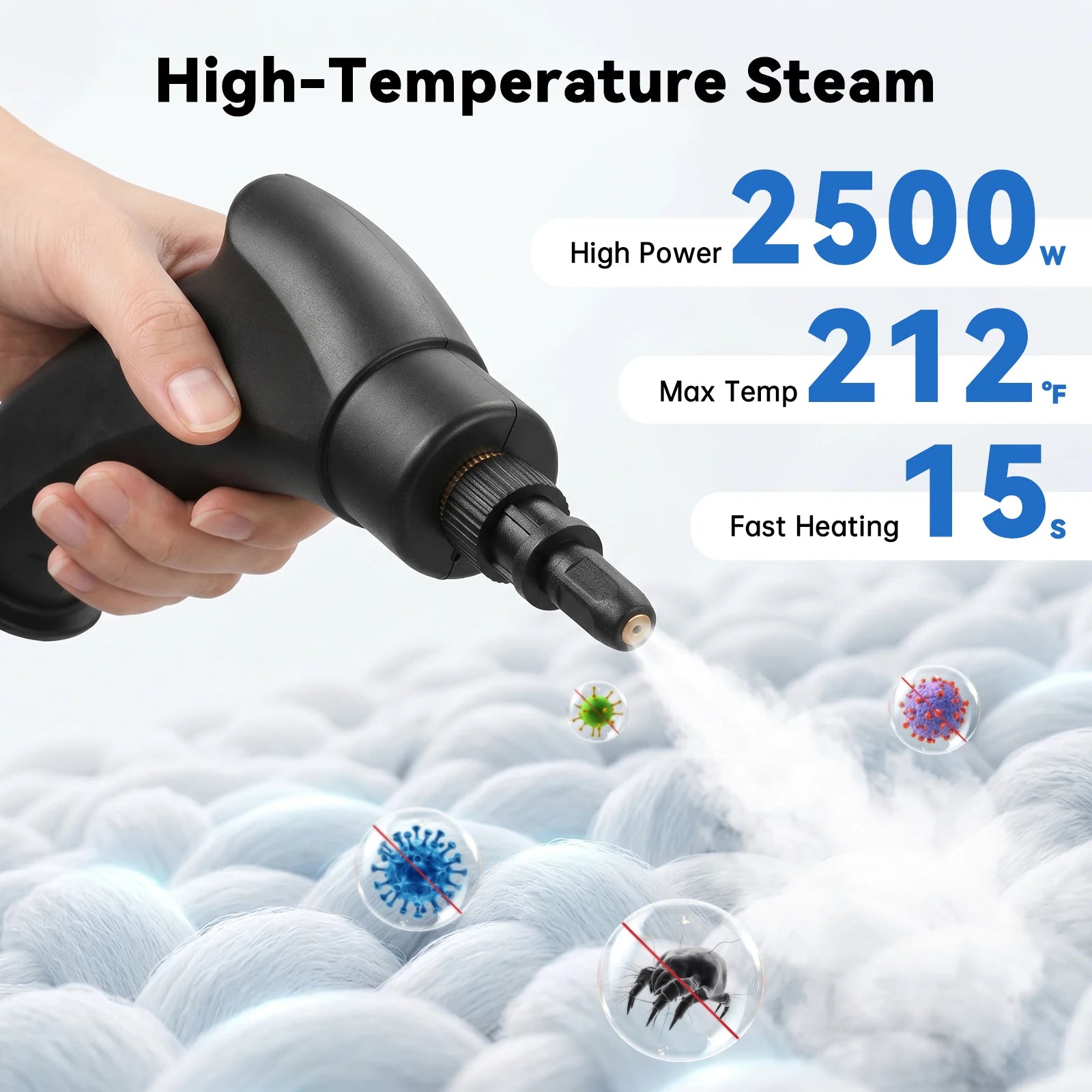2500W Portable Handheld Steam Cleaner With Multiple Accessories