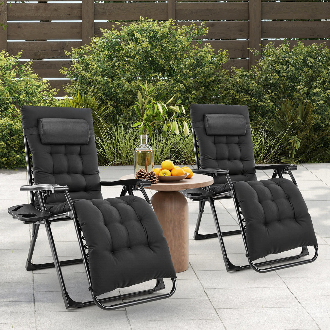 JHK Zero Gravity Recliner Folding Lounge Chair With Cup Holders