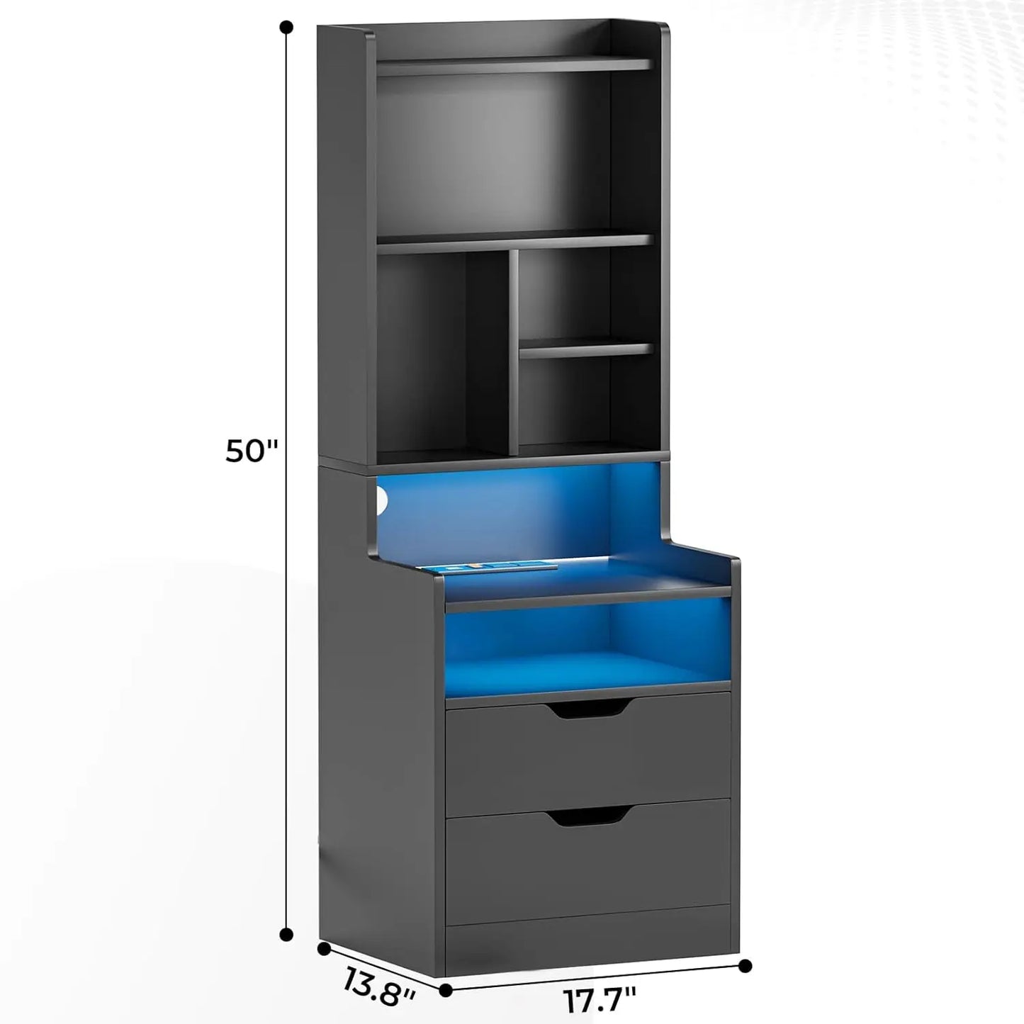 GUANGBAI Set of 2 Side Charging Nightstands With LED Lights