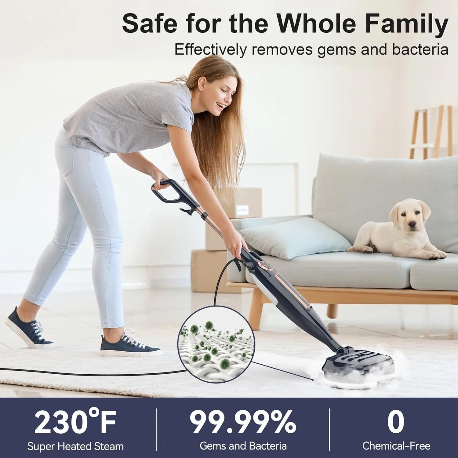 Devoac Lightweight Steam Mop With Rotating Pad For Floors