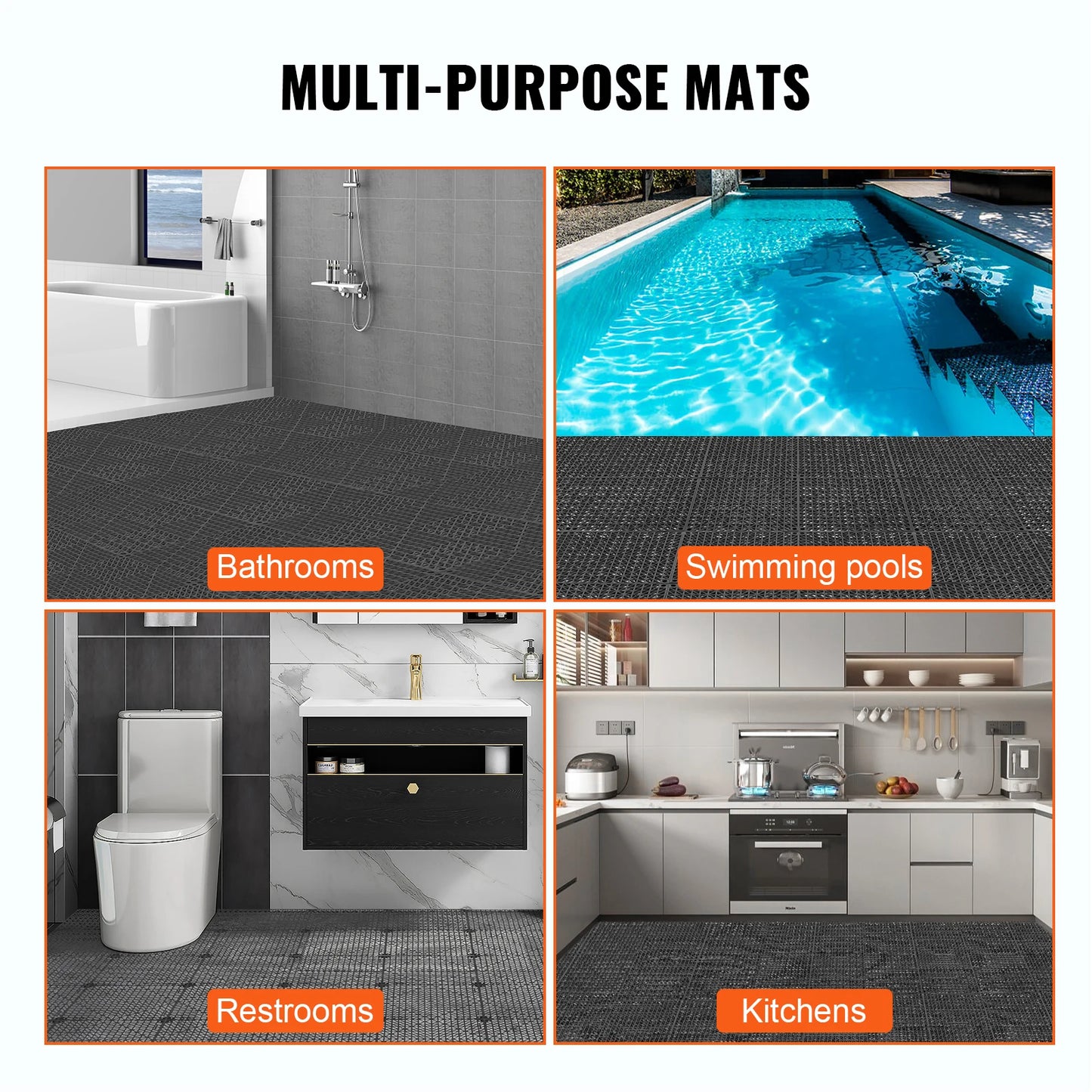 SucceBuy Interlocking PVC Drainage Floor Tiles Non Slip for Bathroom Pool