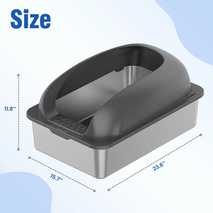 Stainless Steel Cat Litter Box Lid Scoop Mat Included