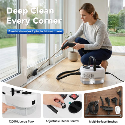 2500W Portable Handheld Steam Cleaner With Multiple Accessories