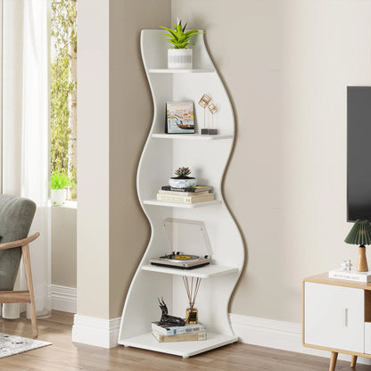 Tribesigns 5-Tier Corner Shelf Wall Bookcase and Plant Stand